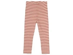 Leggings fra Petit Piao i rib med røde og råhvide striber PP302 light berry dark off white bagfra